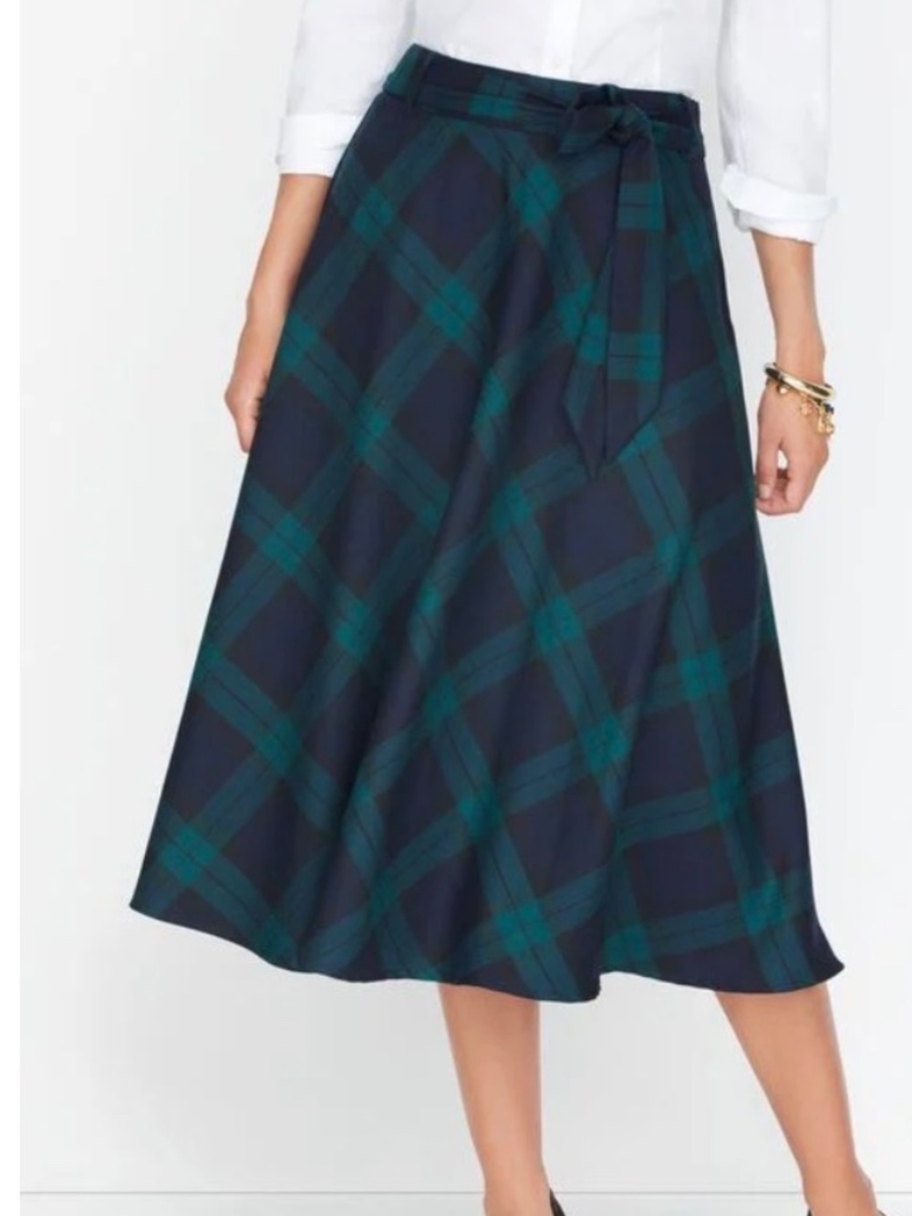 Talbots DASHING PLAID TIE WAIST MIDI SKIRT NWT Size 8